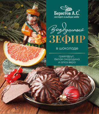 Берестов Зефир в шоколаде грейпфрут, белая смородина и алоэ-вера, 155г
