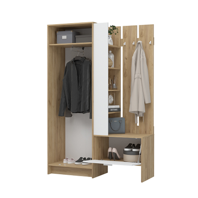 Ирис ПР-01 Прихожая 1350х2000х455 дуб крафт золото/Белый