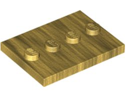 Tile, Modified 3 x 4 with 4 Studs in Center, Pearl Gold (88646 / 6350055)