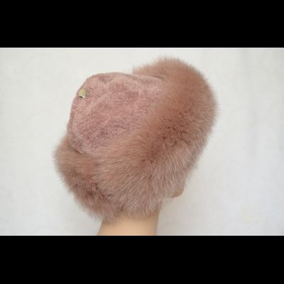 Дизайнерская шапка с мехом песца Vizio Италия 6750 CCP розовая