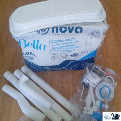 Бачок Nova Plastik NV 4082 для чаши Генуя, пластиковый навесной, смывной. Арматура рычажная, с цепочкой