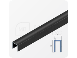 П-образный бордюр-вставка из алюминия 6х10 мм. NEEXY PV85-19 BBL Черный блестящий 2.7 м.