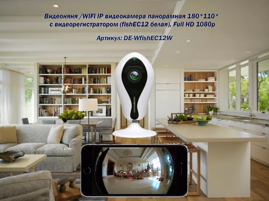 Панорамная WIFi видеокамера Full HD 1080p