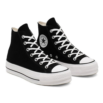 Converse black and white platform best sale