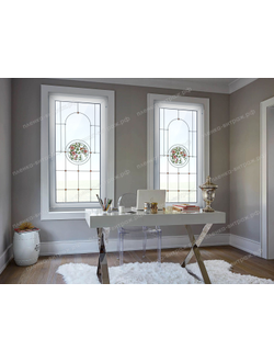 Витражная пленка, витражная пленка самоклеющаяся под заказ,пленочный витраж флора с птицами