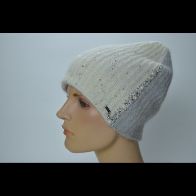 Шапка Vizio 1384 CY белая с серым