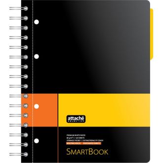 Бизнес-тетрадь SMARTBOOK А5 120л. клетка, спираль, с разделителями и карманом, желто-оранжевый
