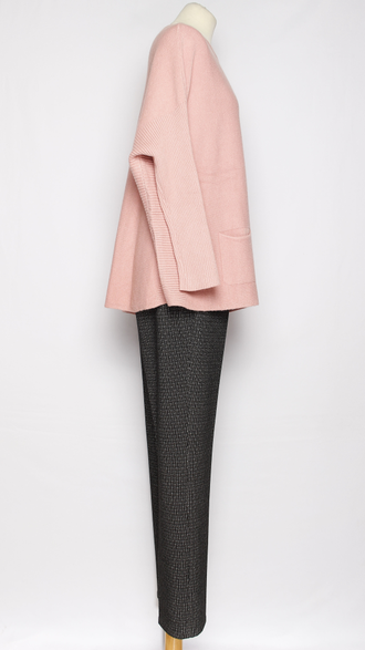 Джемпер кимоно "КАРМАНЫ" розовый, бежевый, хаки, шоколад, серый р.46-56