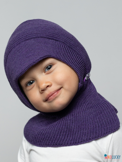 Шапка-шлем 24201-03 с утепл, х/б подклад, баклажановый 42-44