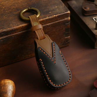 Чёрный чехол для смарт ключа Ford focus 3, Mondeo 4, Kuga (кожа)