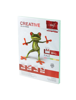 Бумага цветная CREATIVE color (Креатив) А4, 80 г/м2, 100 л., пастель, зеленая, БПpr-100з