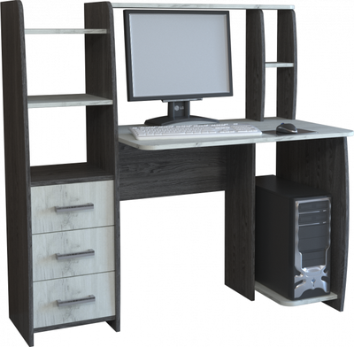 Компьютерный стол КЛ №6.3 Ясень анкор/Дуб крафт белый