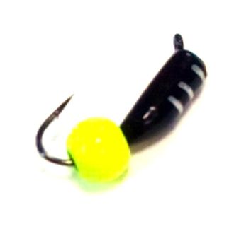Мормышка вольфрамовая Столбик чёрн шар жёлтый вес.0.45gr.12mm. d-2.0mm,