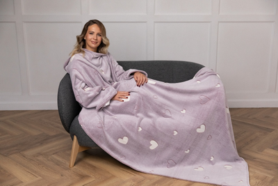 Плед с рукавами LOVE IS" светящийся  из микрофибры (велсофта)