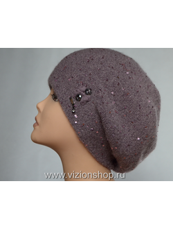 Берет сиреневый женский вязаный Vizio Италия 6457 фото