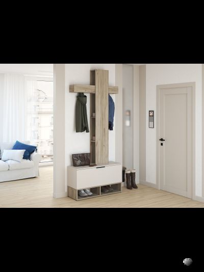 Бохо прихожая Дуб Крафт Серый/Кашемир