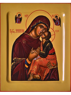 Помощница в родах.  Рукописная икона Пресвятой Божией Матери.