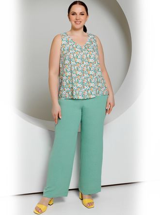Женские легкие брюки женские прямого силуэта  Арт. 6208-6210 (Цвет ментол) Размеры 50-64