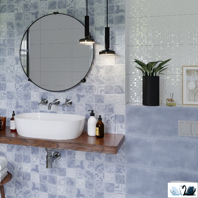 Плитка настенная Gracia Ceramica Folk blue square wall 02 25 х 60 см голубой мозаика