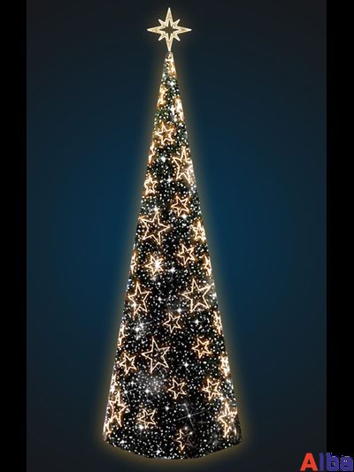 Конусная Елка со звездами, 10 м