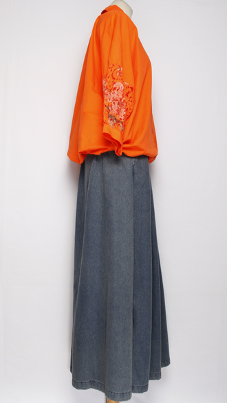 Рубашка хлопок "Карман кружево" апельсин до р.52