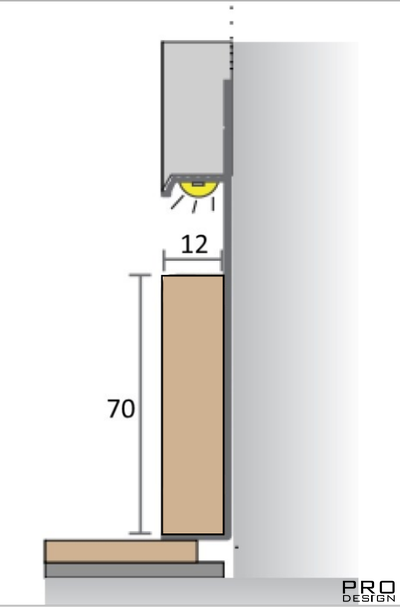 Плинтус "ВСТАВКА" скрытого монтажа Universal встраиваемый в стену шпон Американского ореха