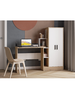 СКМ-1 компьютерный стол Сонома/Белый с тиснением