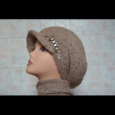 Вязаная зимняя кепка для женщин Италия Vizio 5520  бежевая