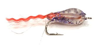 Приманка Малек-Гаврик 25мм, крючек №1, цвет №14 - Призрак Пурпурный, хвостик распушенный красный