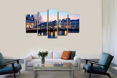 Модульная картина "Город у реки"