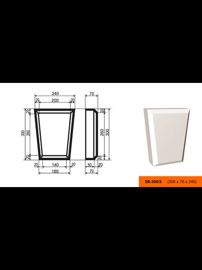 Фасадный замковый камень из пенополистирола с покрытием LEPNINAPLAST (Лепнинапласт)  ЗВ-300/3