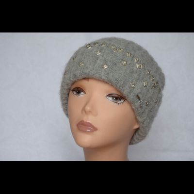 Шапка с отворотом вязаная из альпака Vizio Италия 6769 CRY серая