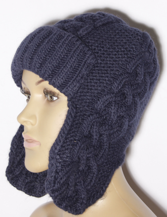 Шапка женская ушанка "Плетёнка" 11527 джинс, бежевая, голубая, бирюзовая, т.бежевая, серая, пудра, винный, синяя