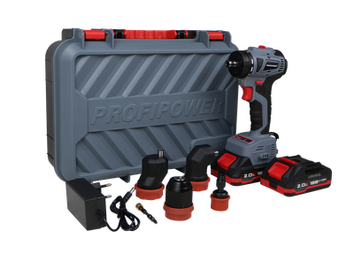 Аккумуляторный бесщеточный шуруповерт со сменными насадками PROFIPOWER MKBL-18BM