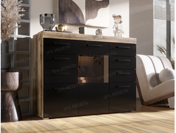 КОМОД БАСТОН (Дуб делано/Черный глянец)