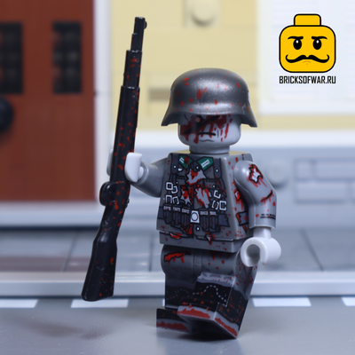 Конструктор фигурка Зомби немецкий солдат с винтовкой, совместим с Лего