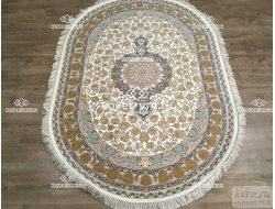 КОВЕР ИРАНСКИЙ Mashad 1200-3600 G129 cream-beige / 1,5*2.25 м овал