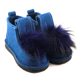 Купить синие валенки с помпоном