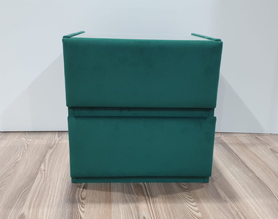 Прикроватная тумба MyCloud Регина, со стеклом, из мебельной ткани, два ящика