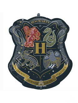 Шар (31''/79 см) Фигура, Гарри Поттер, Герб Хогвартс black gold, 1 шт. в уп.
