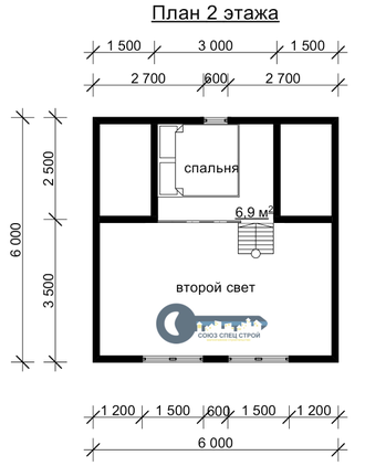 Б-18  ГАБАРИТНЫЕ РАЗМЕРЫ: (8Х7,5М) 2 ЭТАЖА, ОБЩАЯ ПЛОЩАДЬ: 75М²