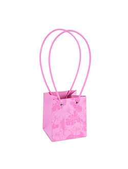 Пакет-сумочка "Квадрат Цветы" 11,5*11,5*13см Розовый КП04/5