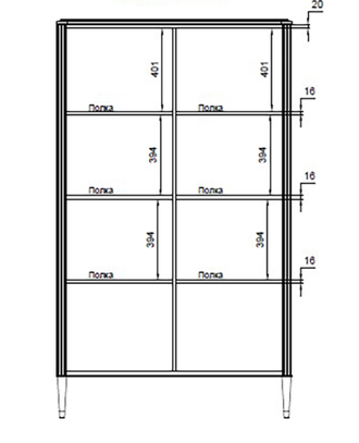 Шкаф 2-х дверный Венеция на ножках арт Т-173 Меланж/орех (L114,6*P45*h193) Timber
