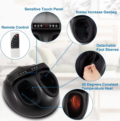 Электрический массажер для ног с компрессией и подогревом M-6D, черный