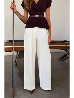 Брюки палаццо с резинкой по спинке (белый)