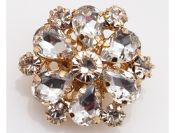 ПУГОВИЦЫ ДЕКОРАТИВНЫЕ СО СТРАЗАМИ, 25 мм. 50 шт. РК-00080. Цвет: Серебристый