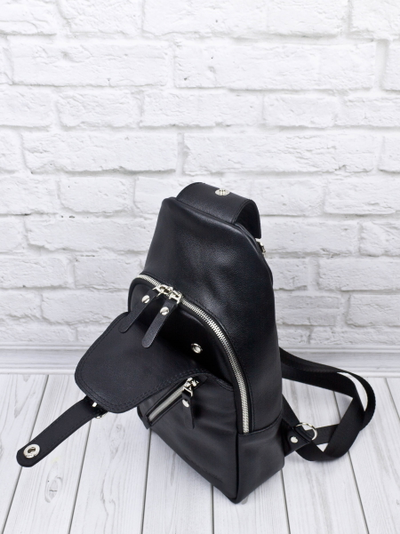 Кожаный кросс-боди рюкзак Crespino black (арт. 
3106-51)