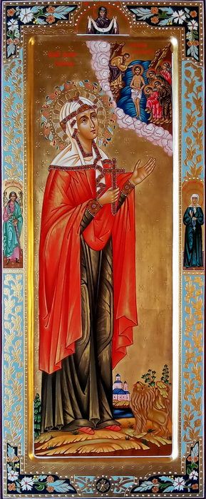 Дария (Дарья) Римская, святая мученица. Рукописная мерная икона.