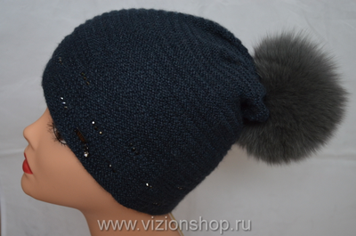 Вязаная шапка с помпоном купить vizio 5399 Италия синяя