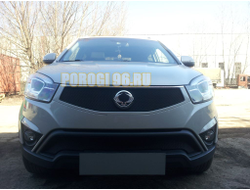 Защита радиатора Ssang Yong Actyon 2013- black верх